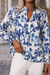 Elegant blouse with notched collar and floral blue floral print