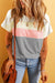 T-shirt gris côtelé en patchwork color block *