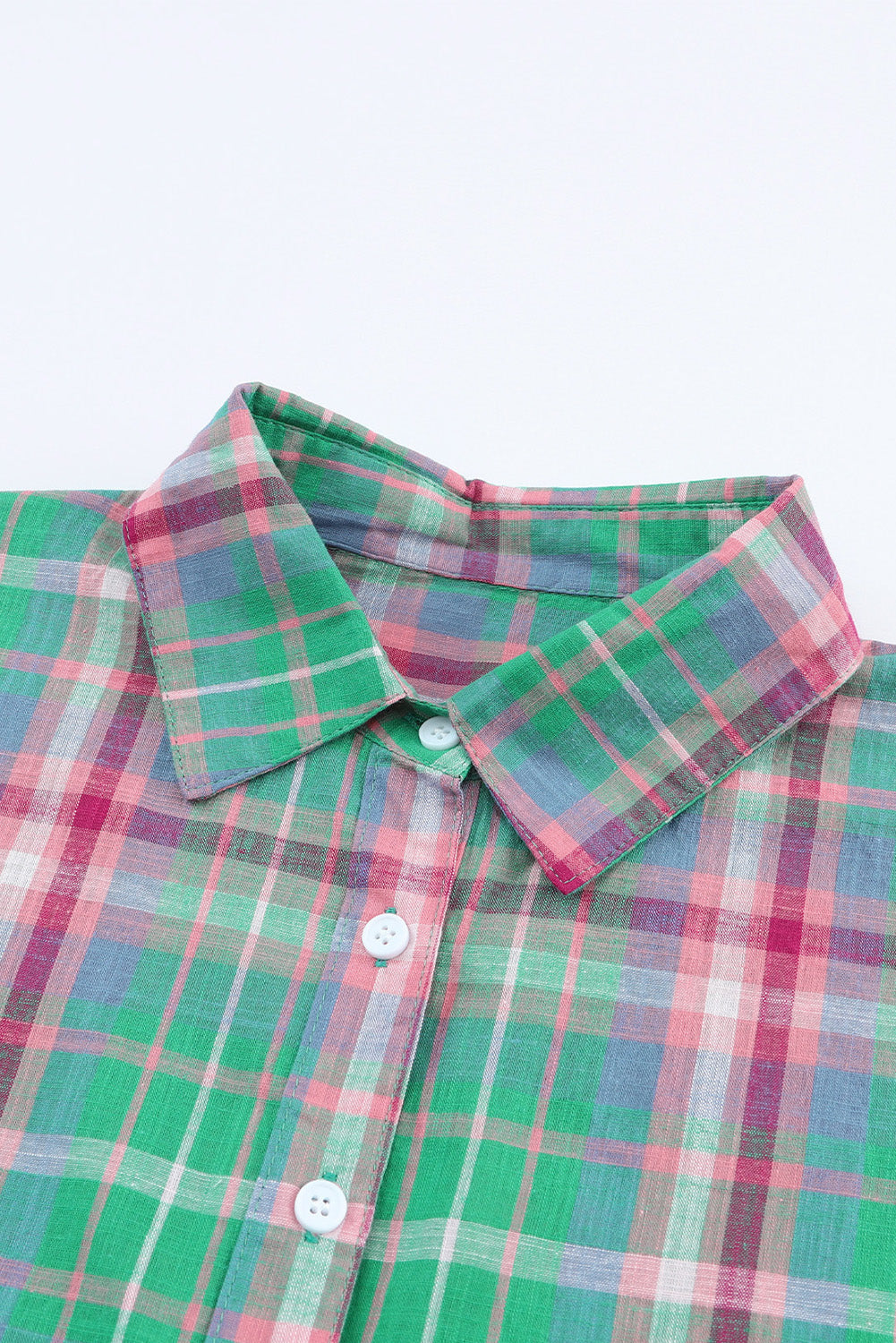 Chemise divisée à manches longues à plaid vert