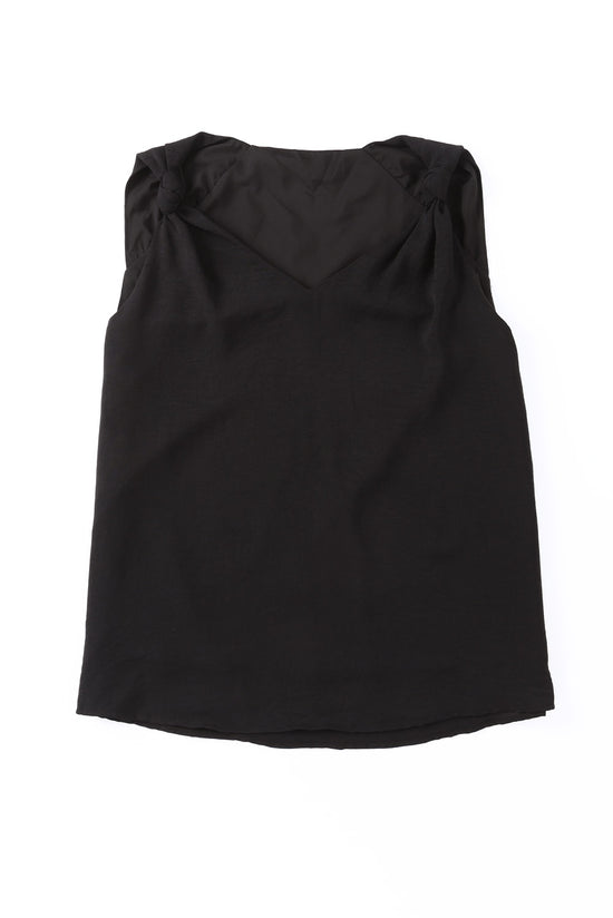 Chaleco negro con hombro anudado y v -neck