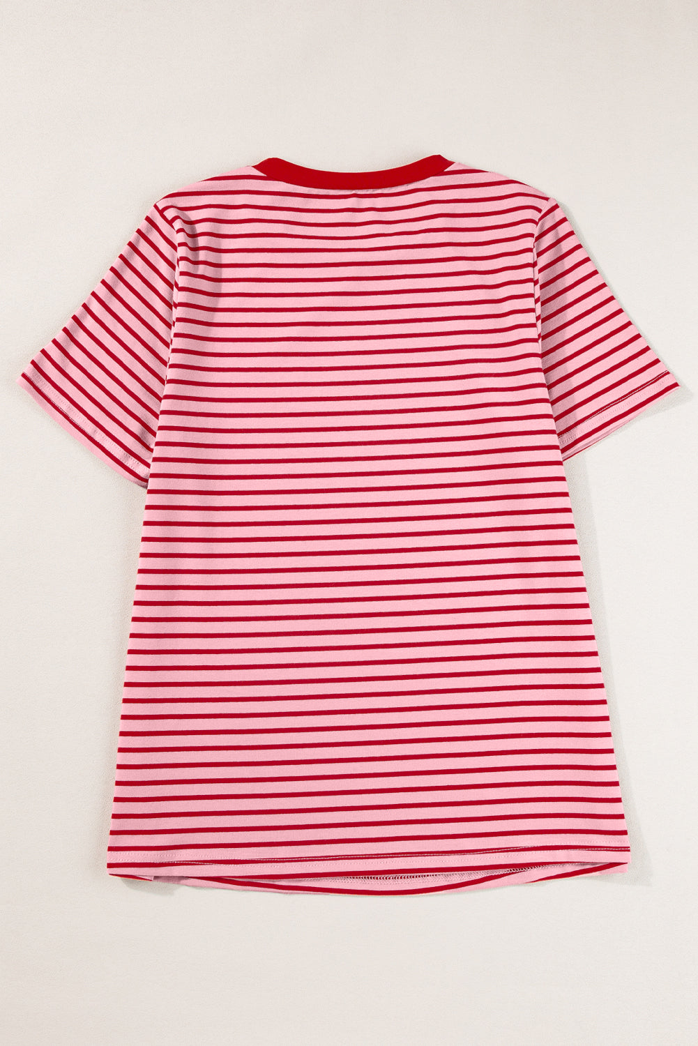 Camiseta de distrito con cuellos redondos y rayas rosas