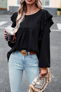 Black blouse with long sleeves *