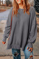 Grey Oversized Sweatshirt with Dropped Shoulders and Ribbed Trim