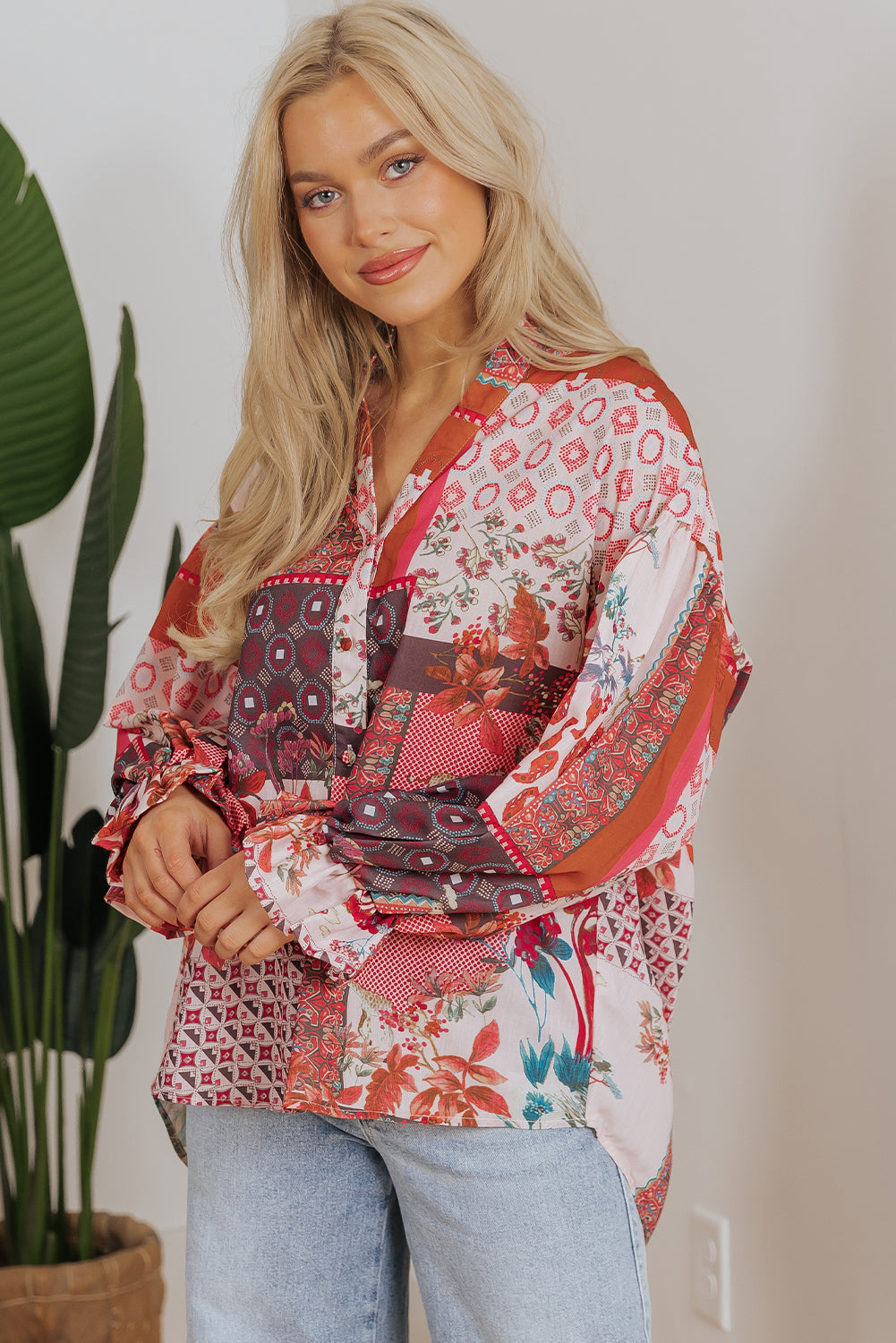 Chemise à manches bulles en patchwork *-A WOMAN WE LOVE