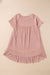 United pink high with short sleeves and ruffle hem