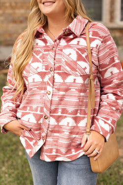 Rose - Long jacket with Aztec print and large chest pocket