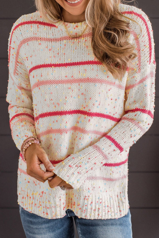 Pink and Confetti Striped Knit Sweater