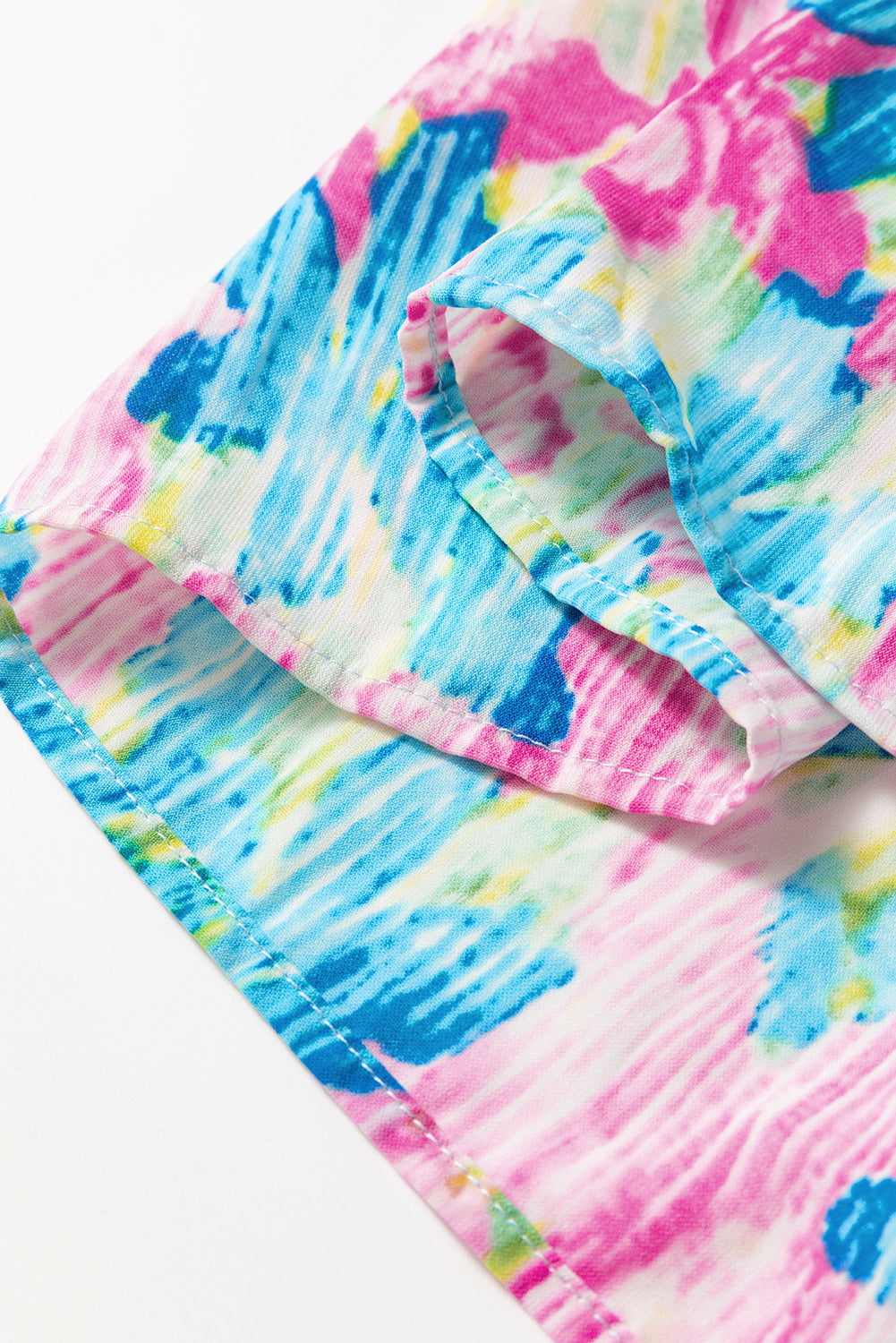 Robe longue à imprimé floral et col carré froncé de grande taille bleu ciel
