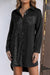 Black button-up shirt dress with sequins and pocket