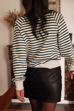 Graphical buttoned Sweatshirt with black stripes Ciao Amore