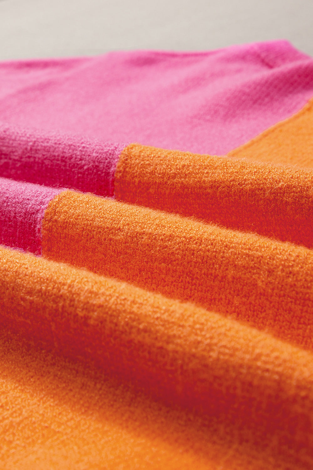 Haut pull à manches courtes en tricot color block Flamingo 2 tons