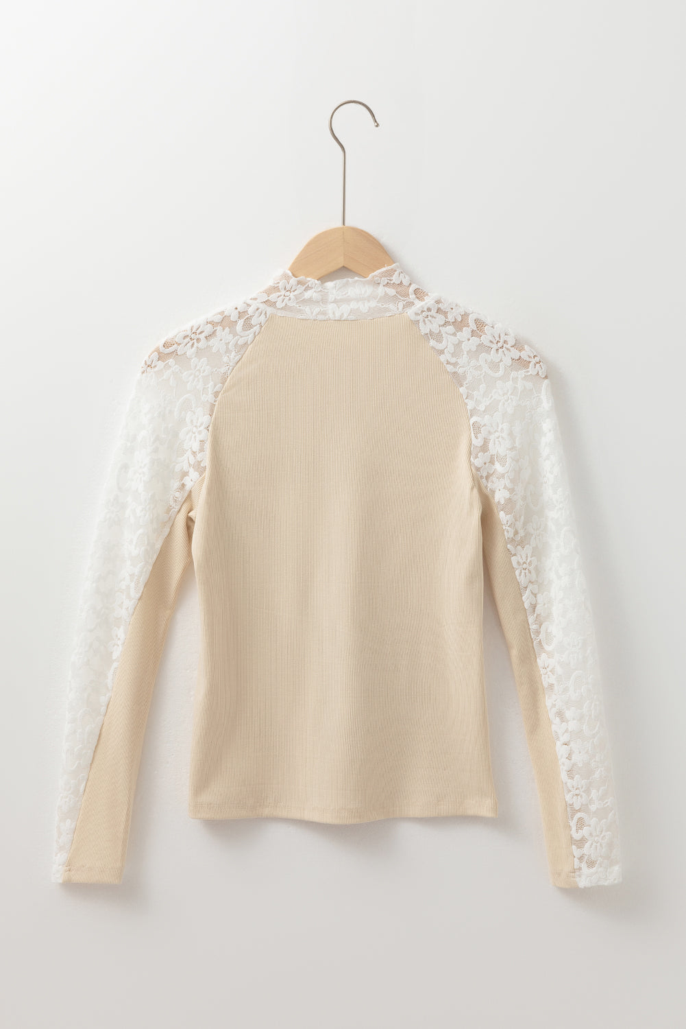 High slim beige with long sleeves and high collar *