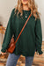 Oversize Green Sweatshirt with Drozing Shoulders and split hem