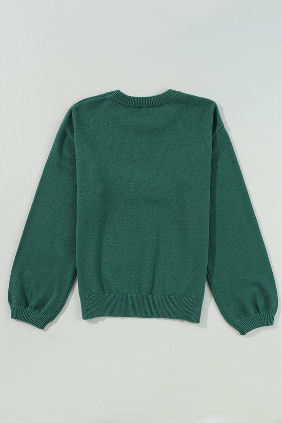 Pull décontracté joyeux perlé vert noirâtre