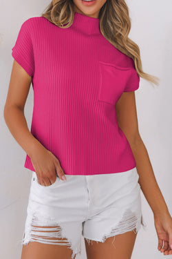 Short sleeve sweater in ribbed knitting *