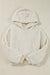 White teddy hoodie with contrasting ribbed edges