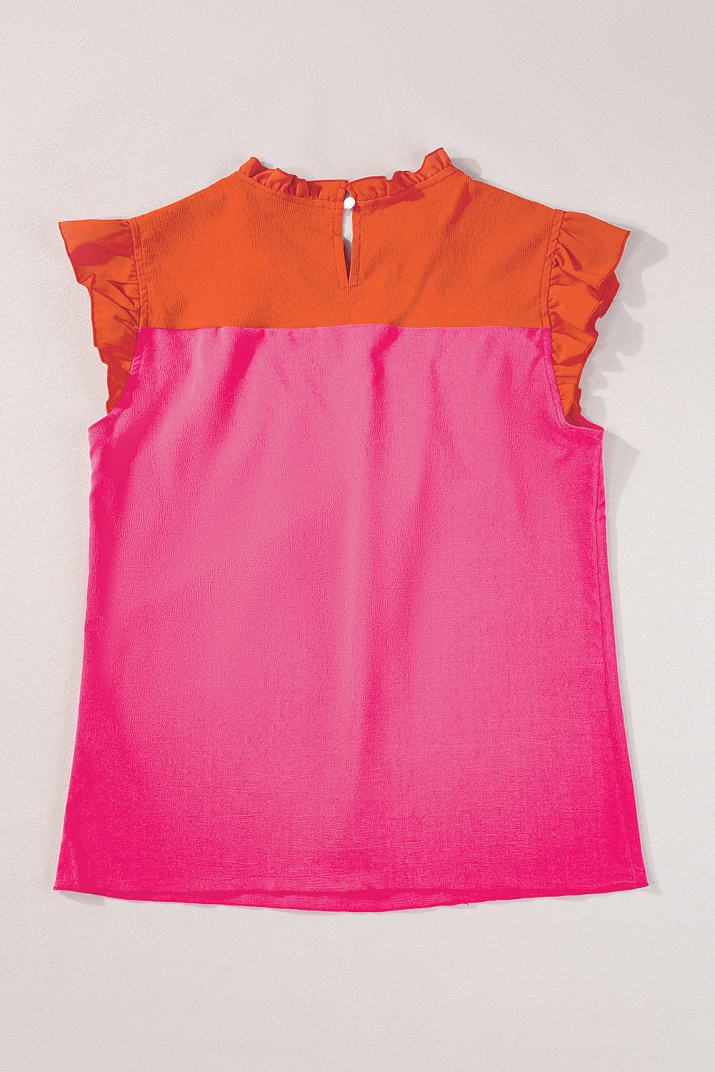 Naranja de dos tonos Rushled Flutter manga Blusa