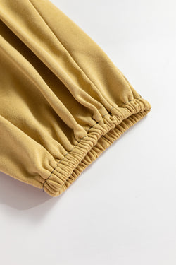 Pantalones de cintura alta con tira ajustada con cordón de apriete beige