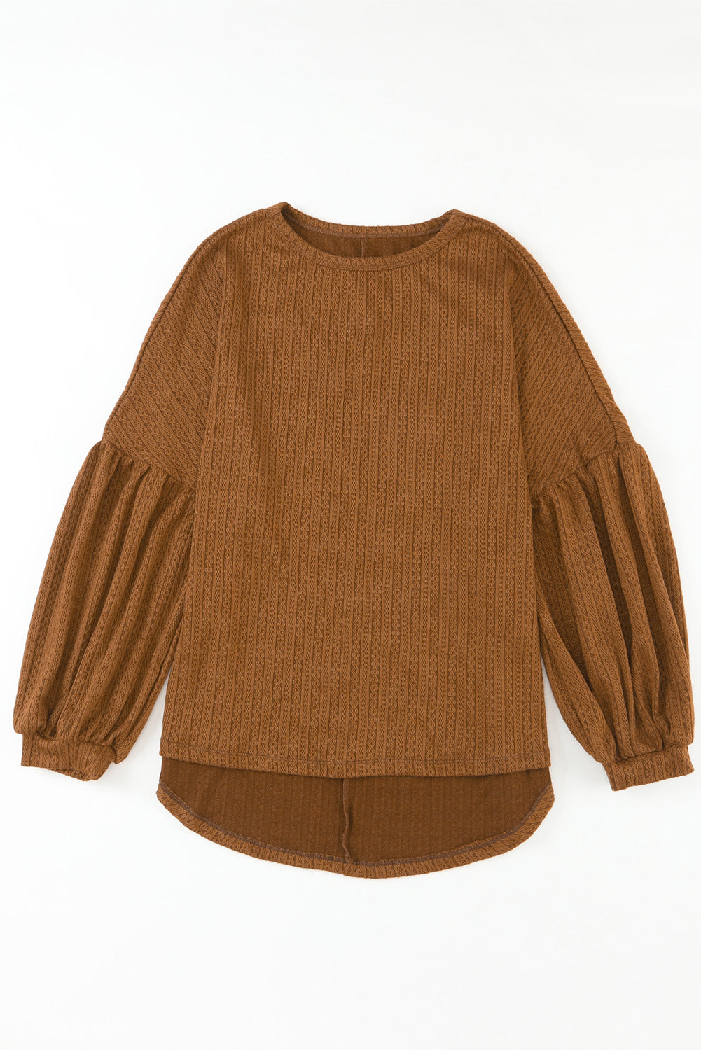 Faux Knit Jacquard Puffy Long Sleeve Top