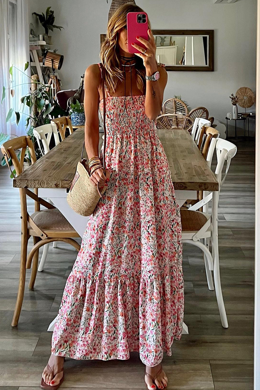 Vestido maxi con volantes de boho blancos boho