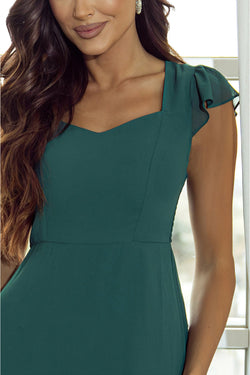 Sea Green Open Back Ruched Sweetheart Neck Midi Dress