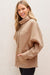 Light beige turtleneck sweatshirt with dolman sleeves and drawstring