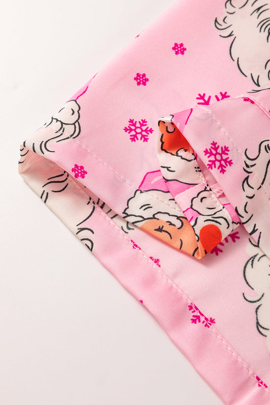 Ensemble pyjama de Noël avec chemise à manches longues et flocon de neige du Père Noël rose