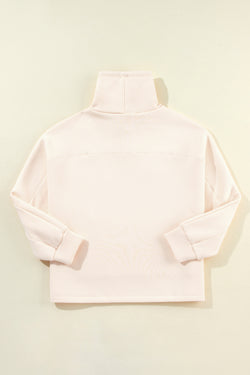 Apricot Turtleneck Batwing Sleeve Sweatshirt