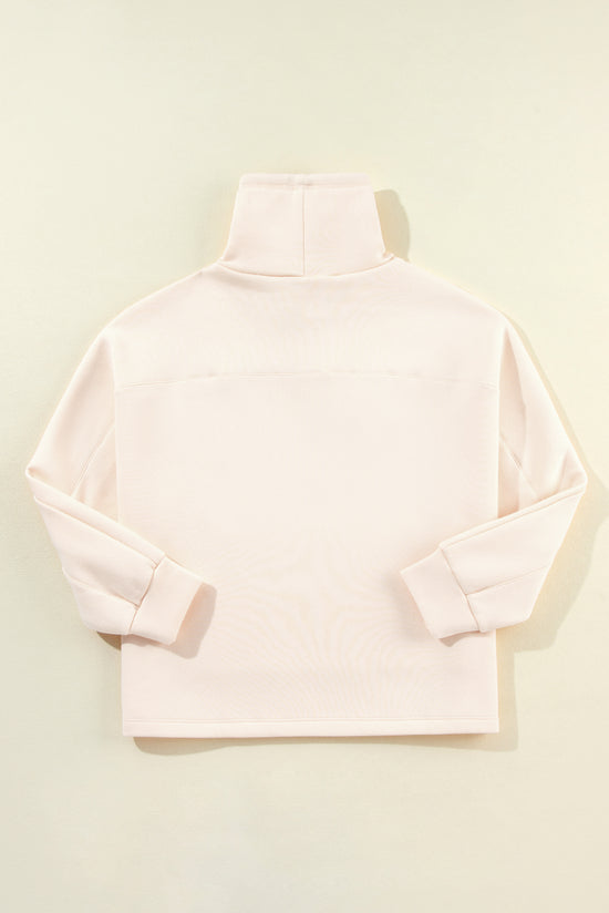 Apricot Turtleneck Batwing Sleeve Sweatshirt