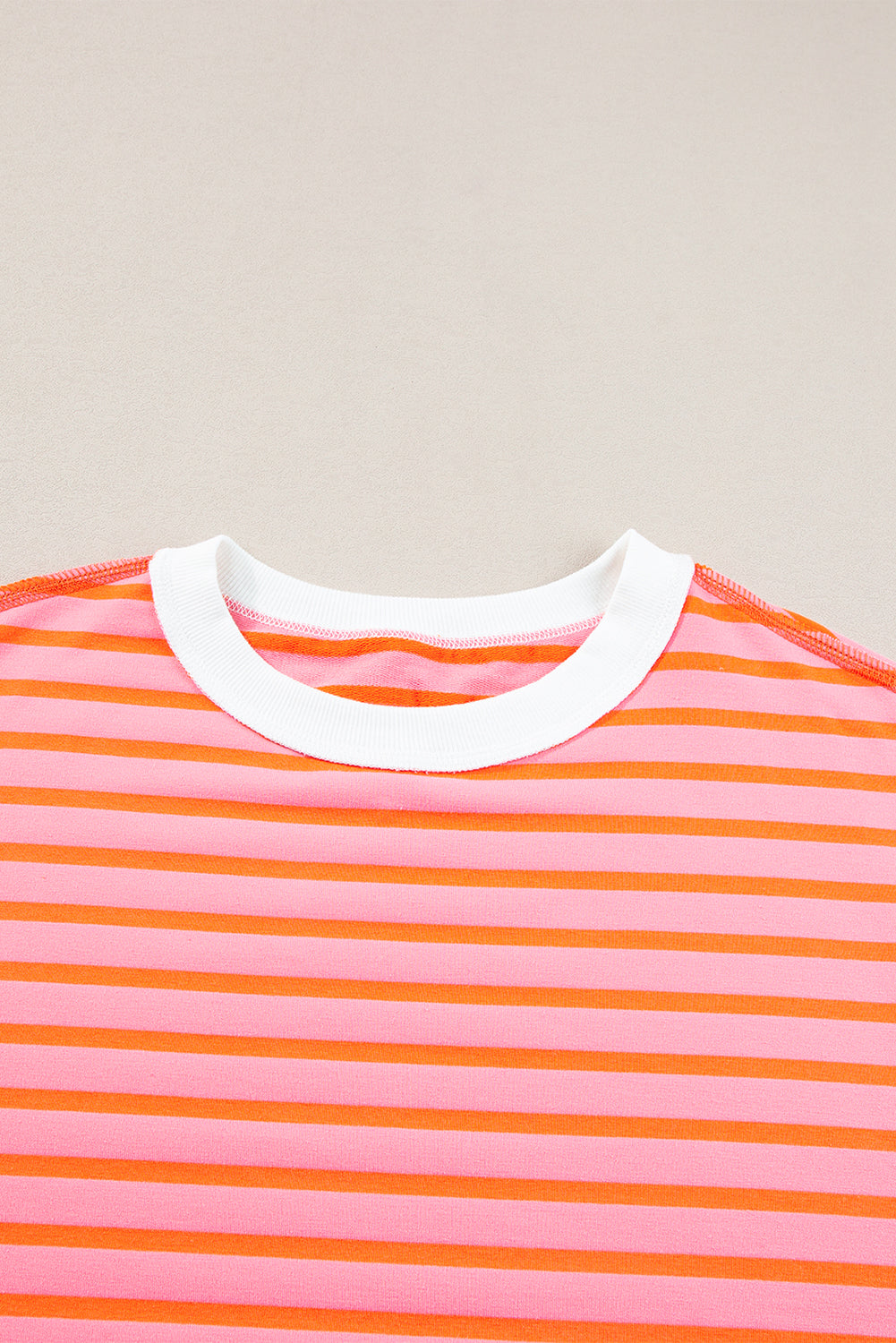 Ugly multicolored t-shirt with contrasting edge and apparent seams