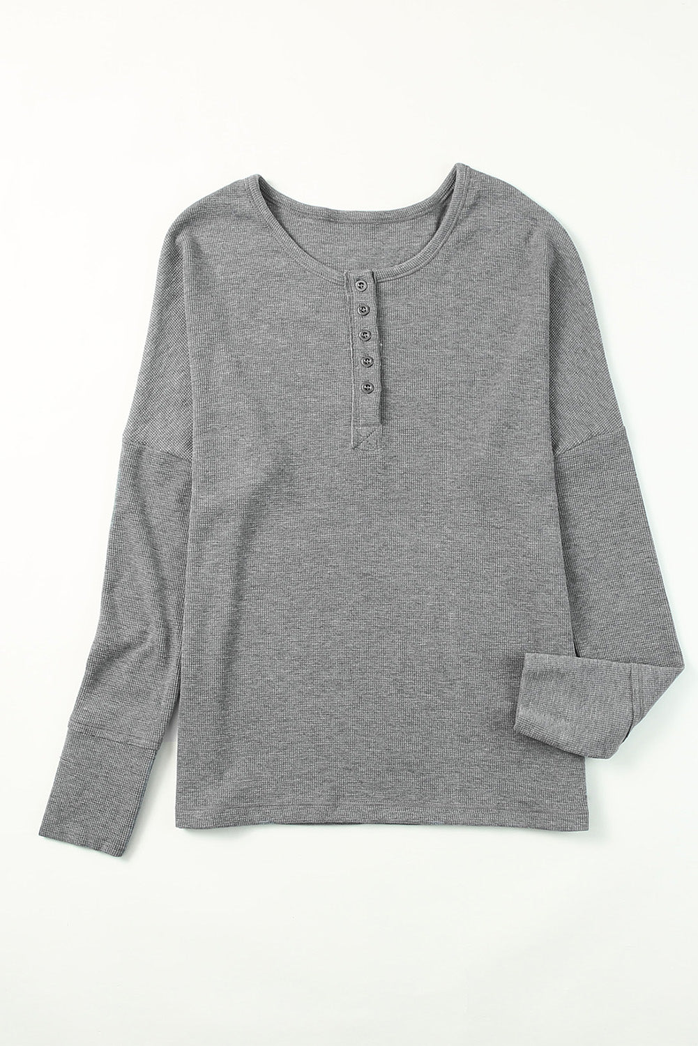 Haut Henley en tricot gaufré gris