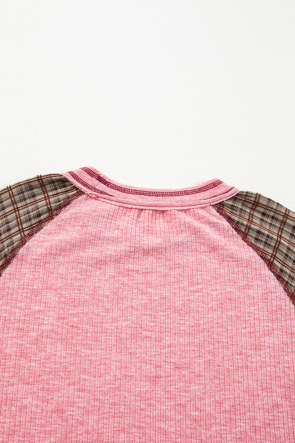 Fushia mocchia mista patchwork Raglan a costine in maglia