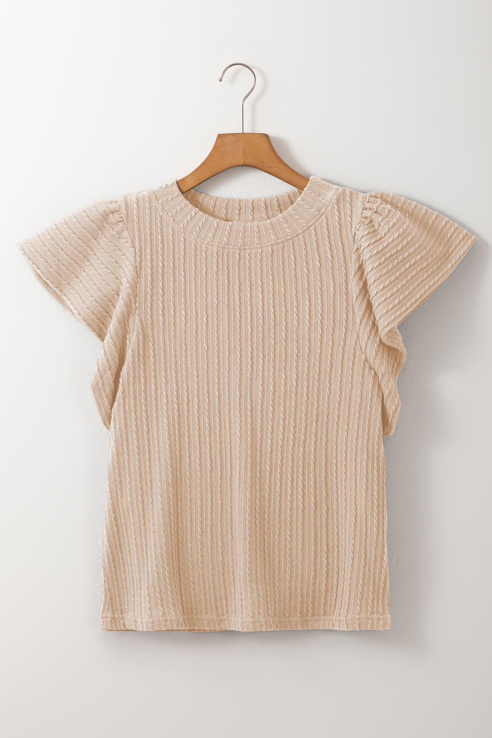 Beige high with textured floating sleeves *