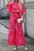 Pink Leopard Jumpsuit with Loose Sleeves and Wide Leg Belt