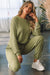 Laurel Green Waffle Knit Long Sleeve Drawstring Top Jogging Set