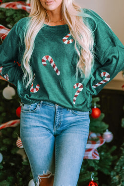 Green sequined gingerbread man sweater