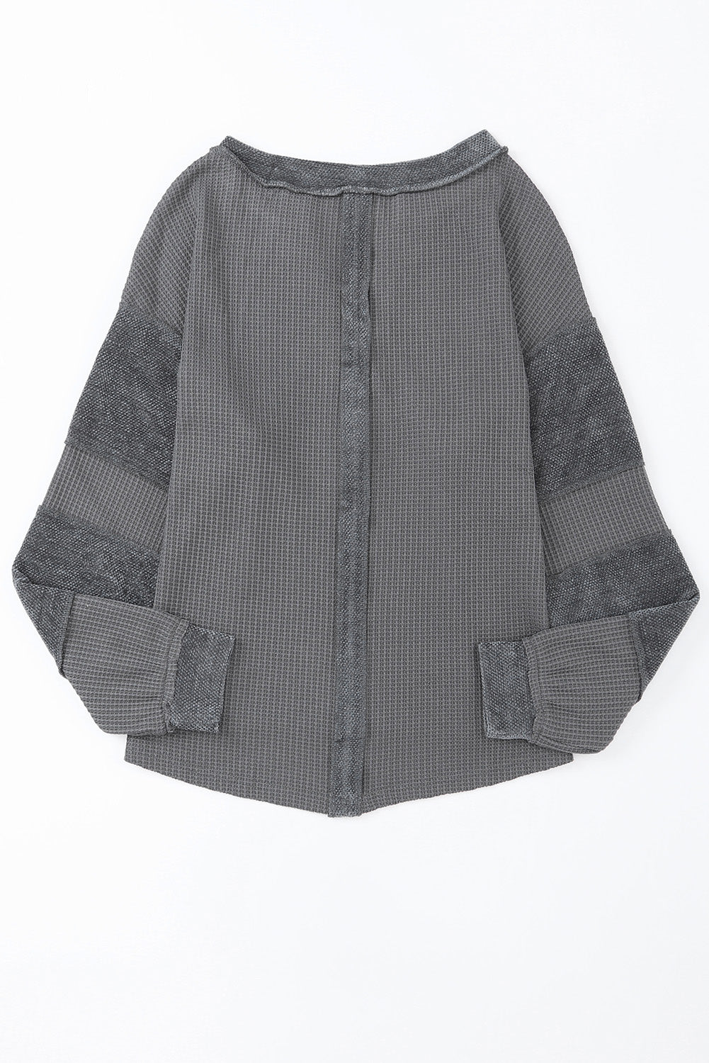 Top Henley Henley Top Henley de gafas de costura expuesta de contraste gris