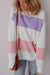 Beige crew neck sweatshirt with dropped shoulders in color block patchwork