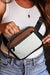 Small white leather strap bag with removable clip