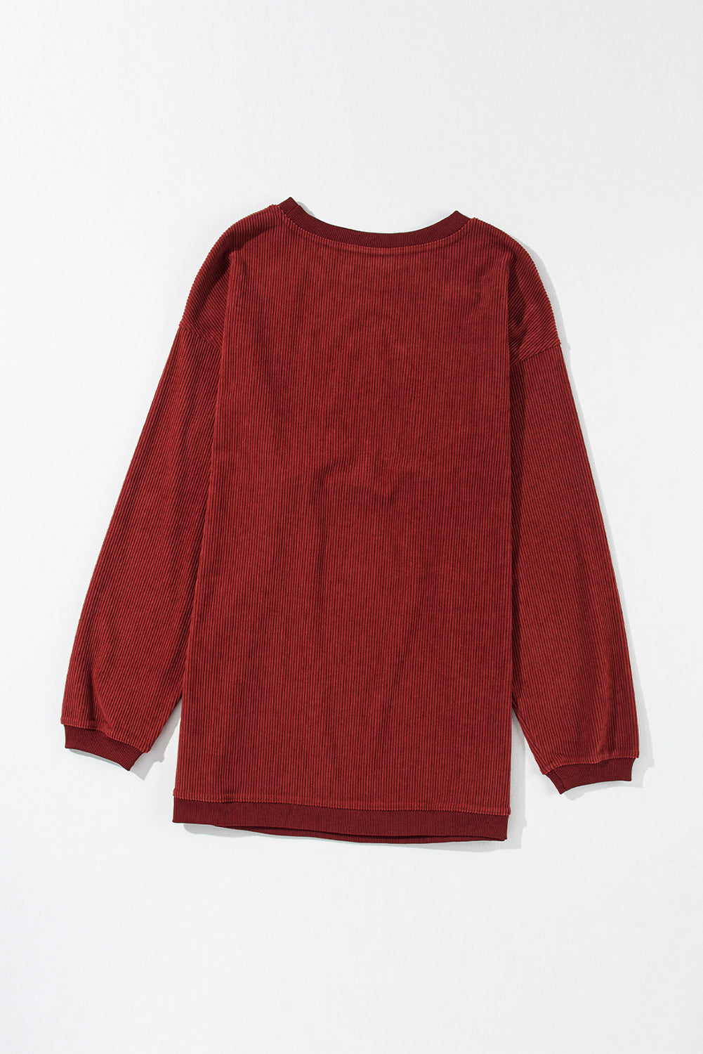 Racing Red Ribbed Corded Oversized Sweatshirt