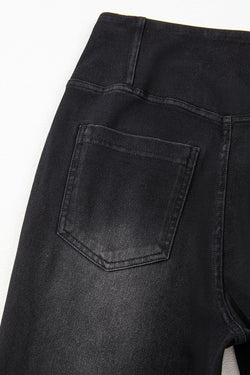 Jegging negro extensible con tamaño arqueado, corte delgado