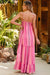 Long Pampilles Western Pink Western dress with V -neck Western