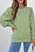 Plain Mist Green Patchwork Sleeve Crew Neck Sweatshirt