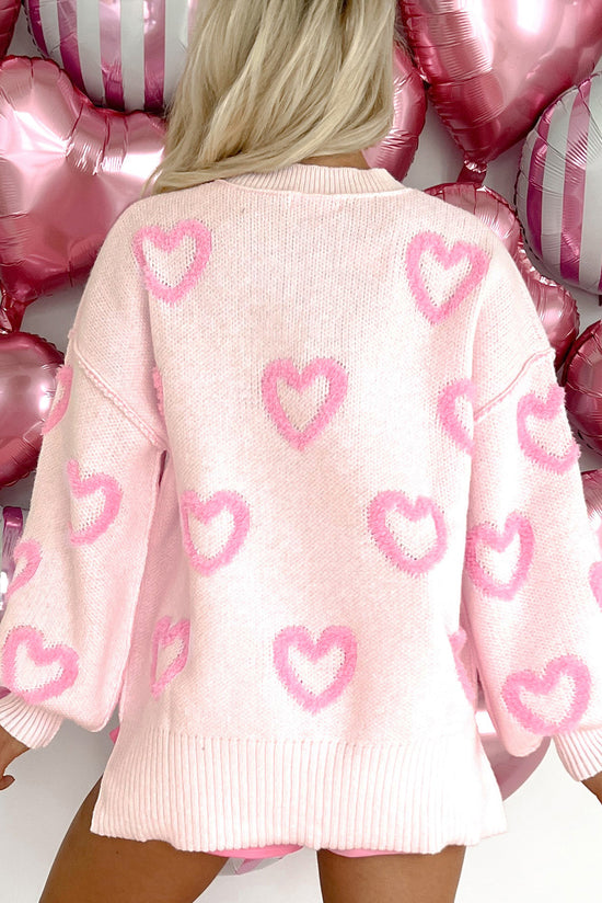 Large pink sweater with heart -shaped bubble bubbles