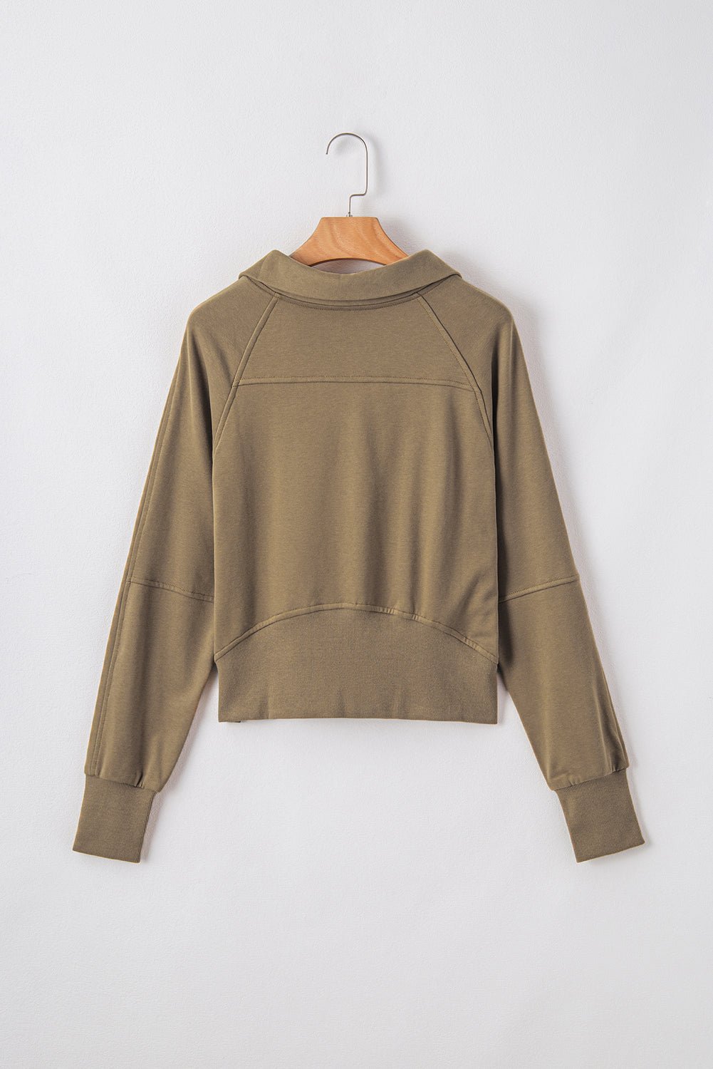 Brown Quarter Reißverschluss Hals Känguru Pocket Sweatshirt