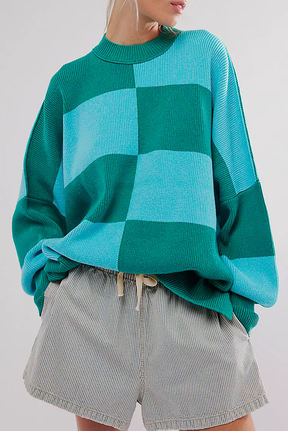 Green checked green sweater *