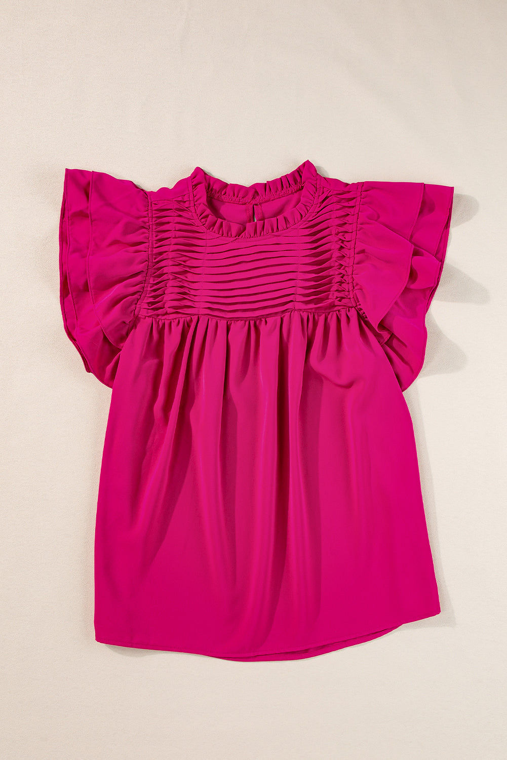 Blouse à manches volantées  rouge rose-A WOMAN WE LOVE