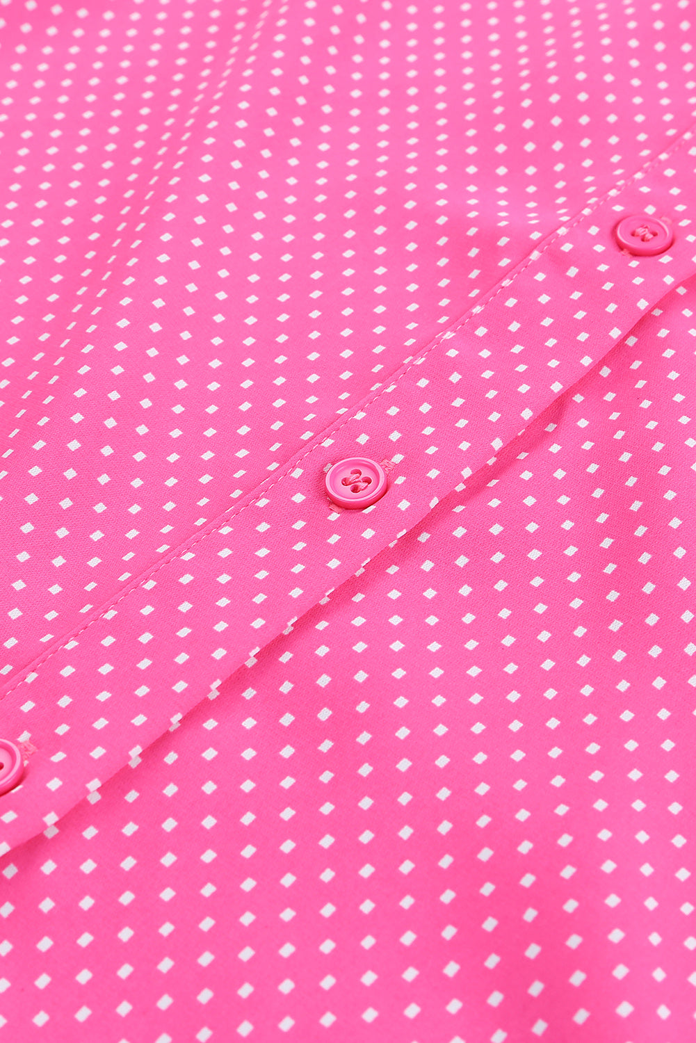 Pink 3/4 Ärmel gepunktete Drucklöses Shirt