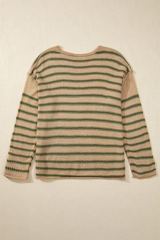 Relaxed khaki striped sweater *