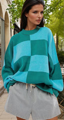 Green checked green sweater *